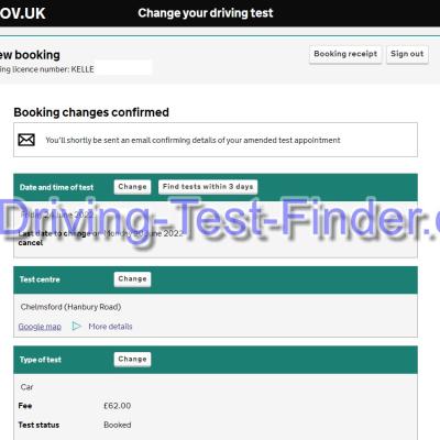 Chelmsford Hanbury Road Driving Test Cancellations